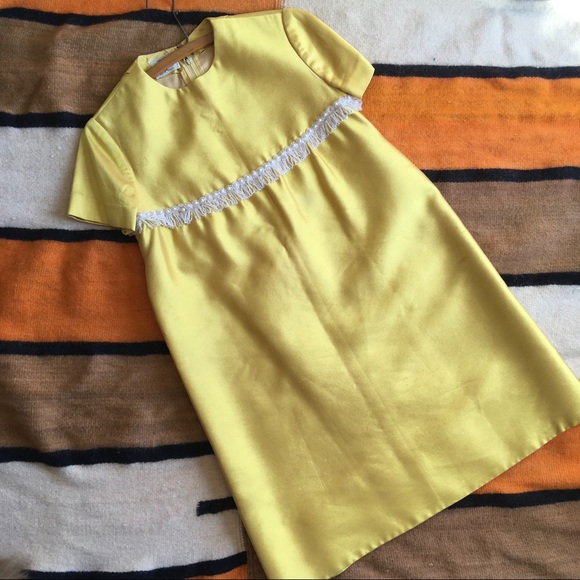 Vintage Dresses & Skirts - 1960s Vintage Illuminating Yellow Silk Dress